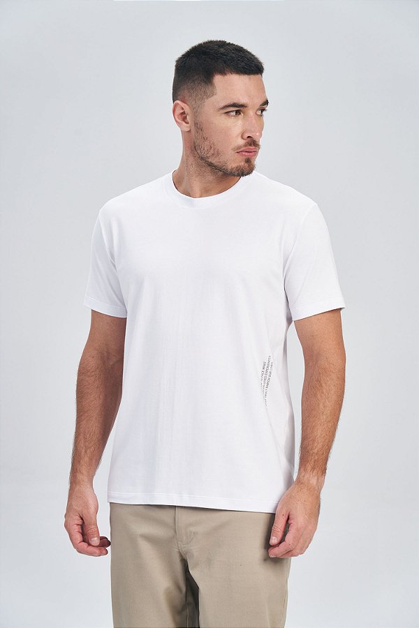 Camiseta Masculina Acostamento Casual Branco 2117