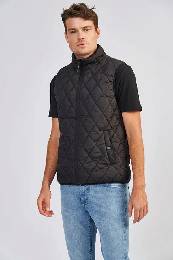 Colete Masculino Acolchoado Acostamento Preto