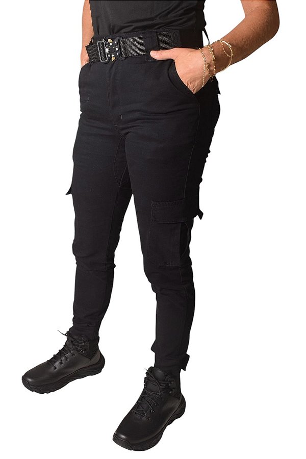 Calça Tática Feminina Elastano Preto