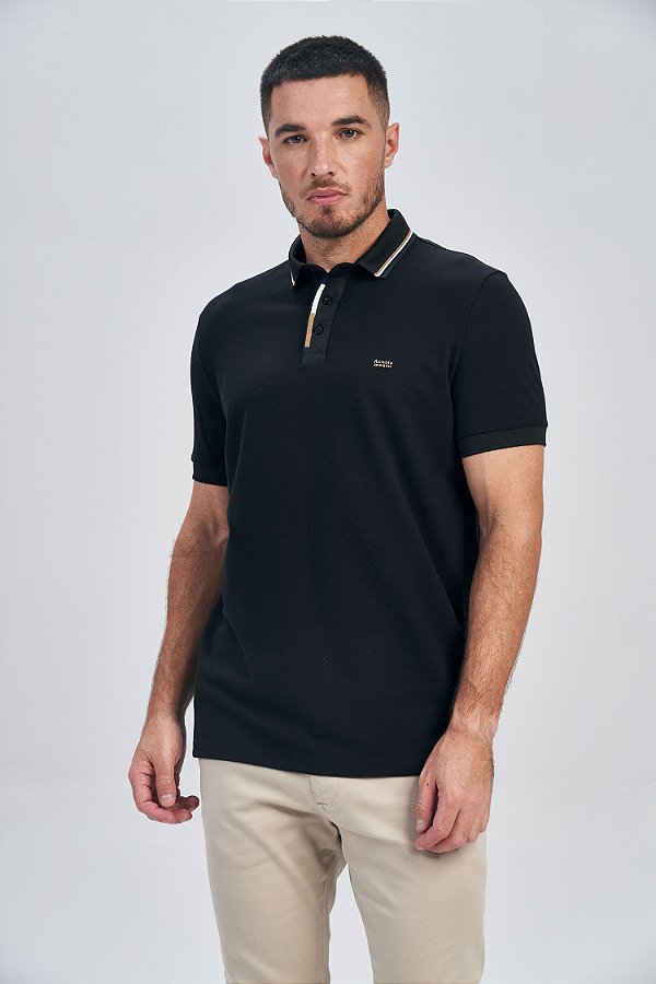 Polo Acostamento Casual Preto 4044