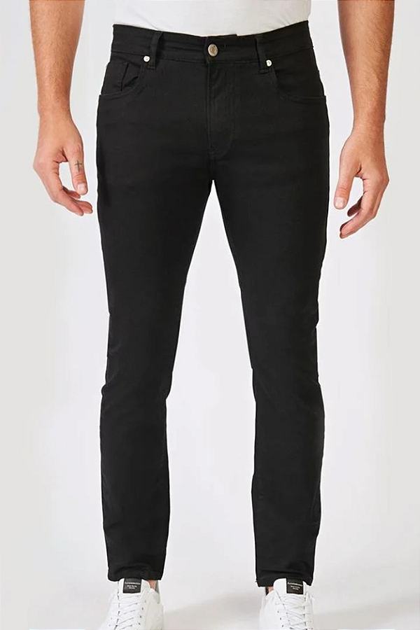 Calça Jeans Masculina Acostamento Skinny Preto 3018