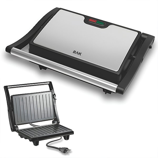 Mini Grill Elétrico de Inox Grelha Antiaderente Cozinha