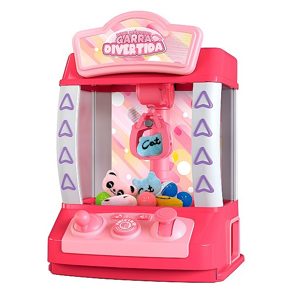 Mini Máquina de Ursinhos Pelúcia Joguinho Garra Arcade Cor:Rosa