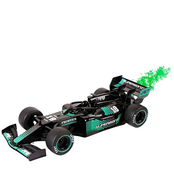 Carrinho de Controle Remoto com Luz LED, Fumaça e Bateria Recarregável – Velocidade e Diversão Garantida | Cor:Preto