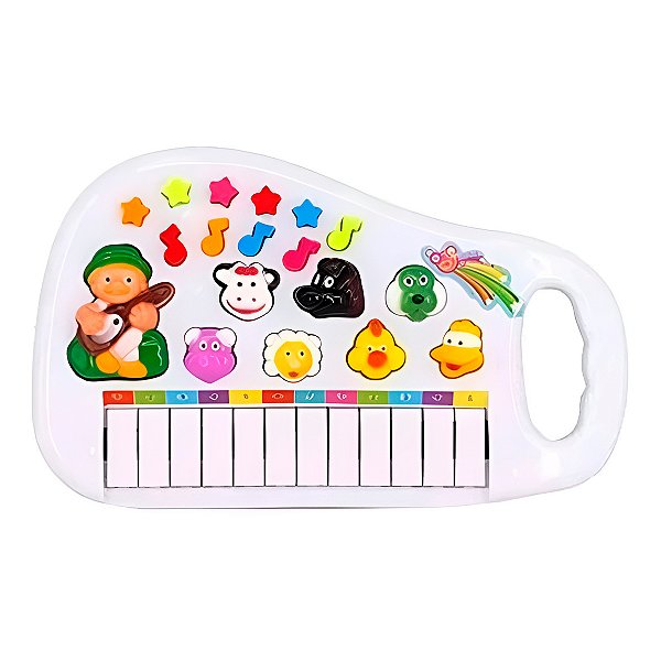 Brinquedo Mini Teclado Fazendinha Bichinhos Sons Criança - Sons de Animais e Melodias Divertidas