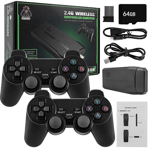Video Game Stick HDMI 4k Video Game Retro 2 controles sem fio - 64 GB