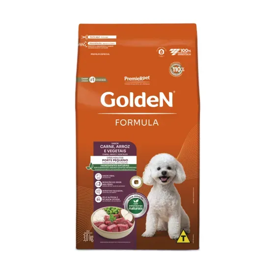 Ração Golden Fórmula Cães Adultos Pequeno Porte Sabor Carne e Arroz