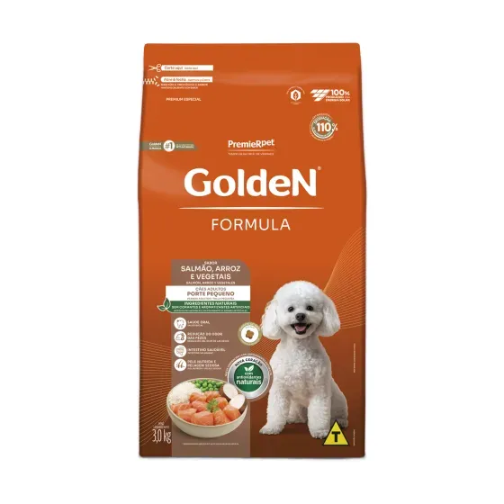 Ração Golden Fórmula Cães Adultos Pequeno Porte Sabor Salmão e Arroz