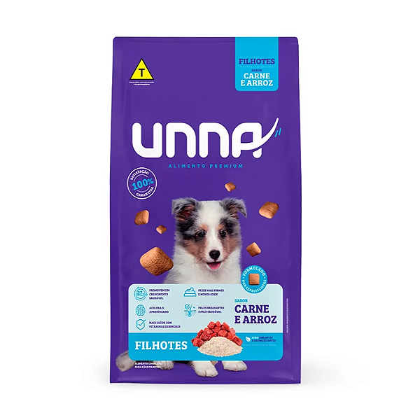 Ração Unna Cães Filhotes Carne e Arroz