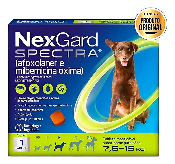 Antipulgas NexGard Spectra M Cães 7,6 a 15 kg 1 Tablete