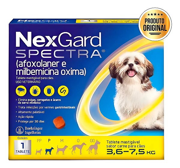 Antipulgas NexGard Spectra Cães 3,6 a 7,5 kg 1 Comprimido