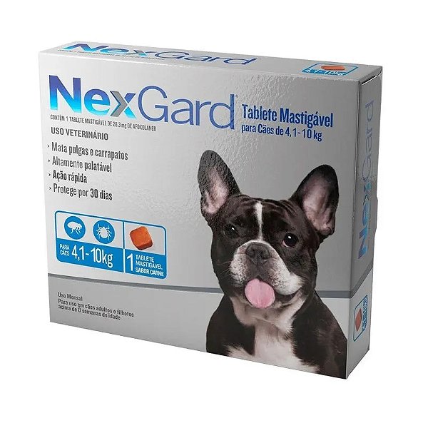 NexGard 4 a 10kg – Caixa com 3 Comprimidos Mastigáveis