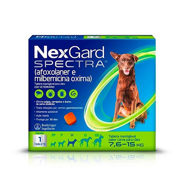 NexGard Spectra 7,6 a 15kg – Caixa com 3 Comprimidos Mastigáveis