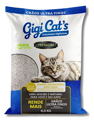 Areia Higiênica Premium Para Gatos Gigi Cats Rende Mais 4kg