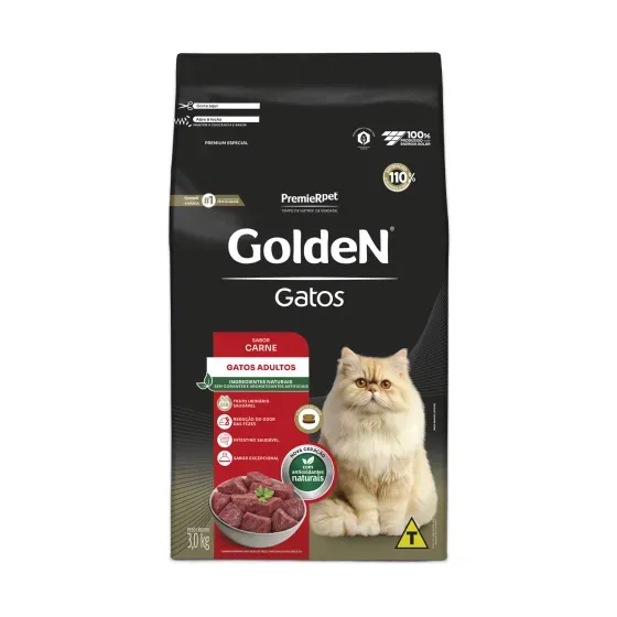 Ração Golden Gatos Adultos Sabor Carne