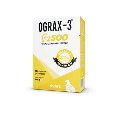 Avert Ograx-3 500mg para Cães e Gatos - 30 cápsulas
