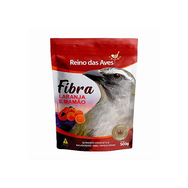 Reino das Aves Fibra Laranja e Mamão para Pássaros - 500g