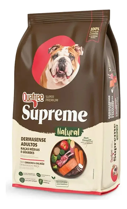 Quatree Supreme Dermasense Sabor Cordeiro, Cães Adultos Raças Médias e Grandes