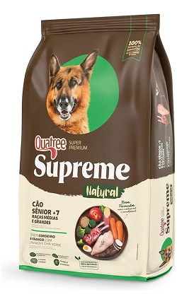 Quatree Supreme Sênior +7 Cães Adultos Raças Médias / Grandes, Sabor Cordeiro e Frango - 15 kg