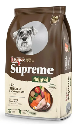 Quatree Supreme Sênior +7 Cães Adultos Raças Pequenas Sabor Salmão e Frango