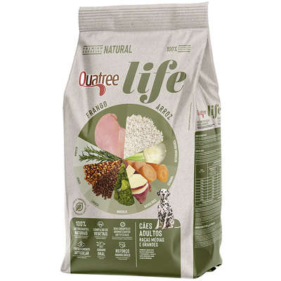Quatree Life Sabor Frango e Arroz Cães de Raças Médias/Grandes Adultos