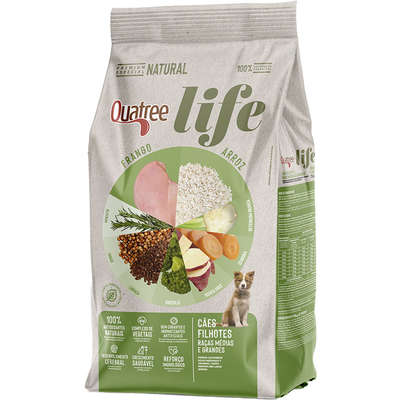 Quatree Life Sabor Frango e Arroz Cães de Raças Médias/Grandes Filhotes