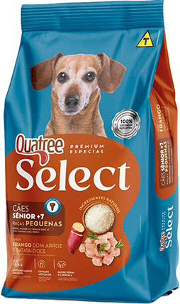Quatree Select Sabor Frango e Batata Doce, Cão Sênior Raças Pequenas +7
