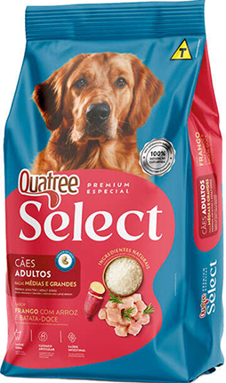 Quatree Select Sabor Frango, Batata Doce e Arroz, Cão Adulto Médio/Grande