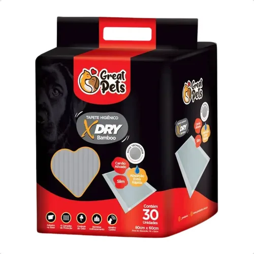 Greatpets Tapete Higiênico X-Dry - 30 Unidades 80x60cm
