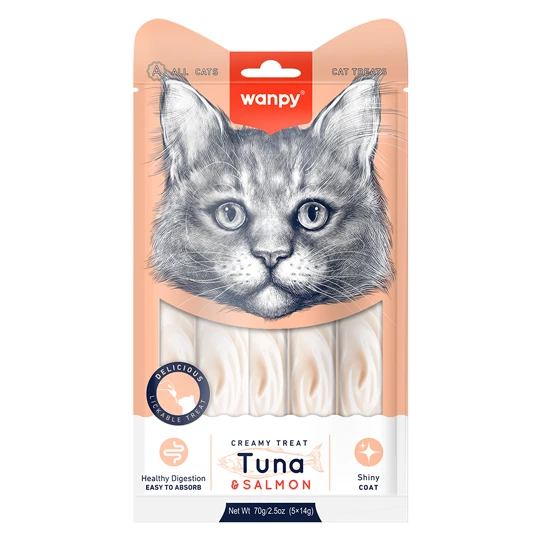 Wanpy Petisco Para Gatos Creamy Sabor Atum e Salmão - 70g