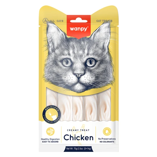 Wanpy Petisco Para Gatos Creamy Sabor Frango - 70g