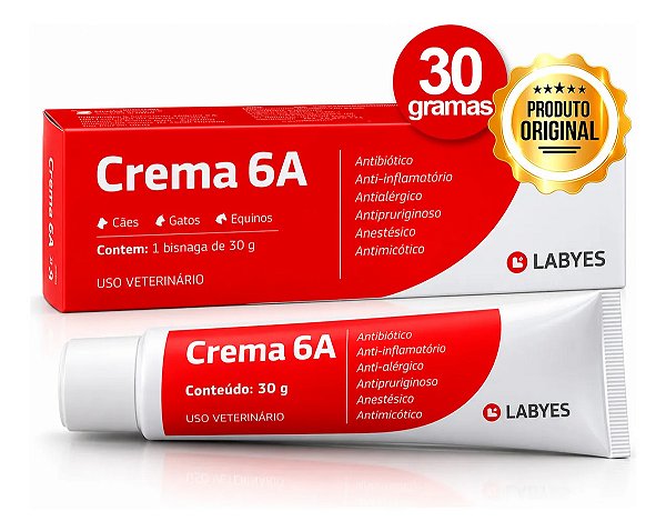Crema 6A Labyes Pomada Dermatológica Cães Gatos 30g