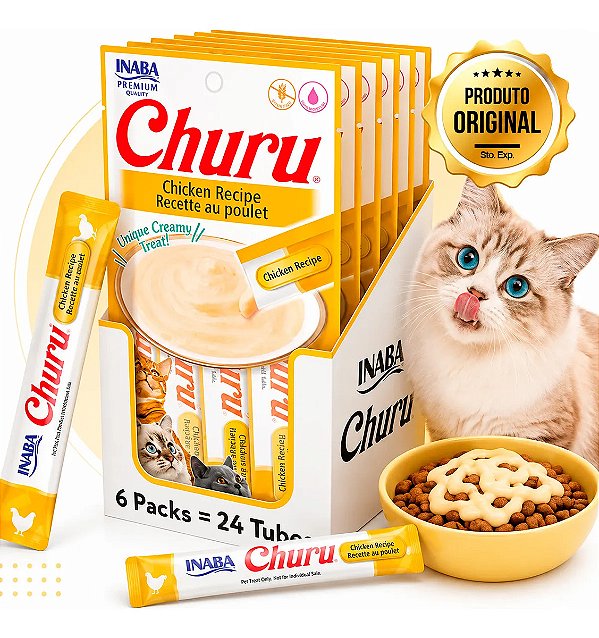 Kit 6 Churu Inaba Ciao Frango Gatos 24 Sachês 14g