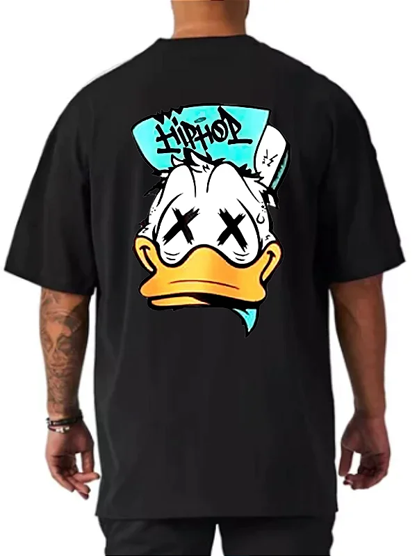 Camiseta Oversized 100% Algodão Premium Pato Hip Hop Preta
