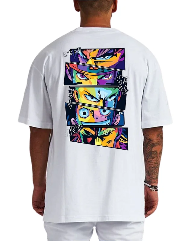 Camiseta Oversized 100% Algodão Premium Anime Branca