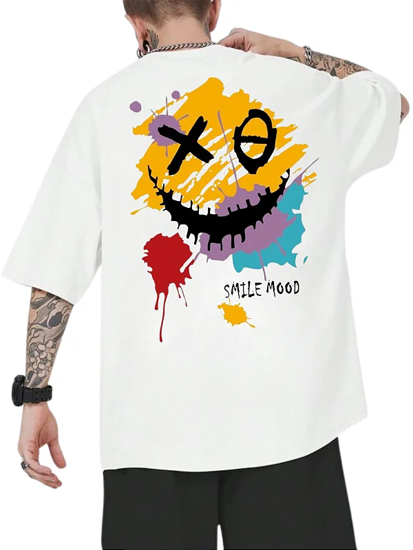 Camiseta Oversized 100% Algodão Premium Smile Branca
