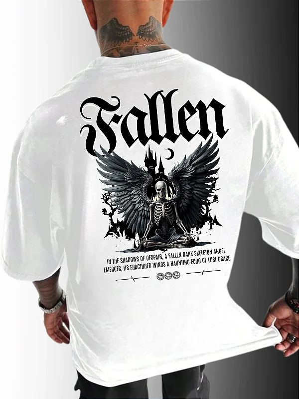 Camiseta Oversized 100% Algodão Premium Fallen Branca
