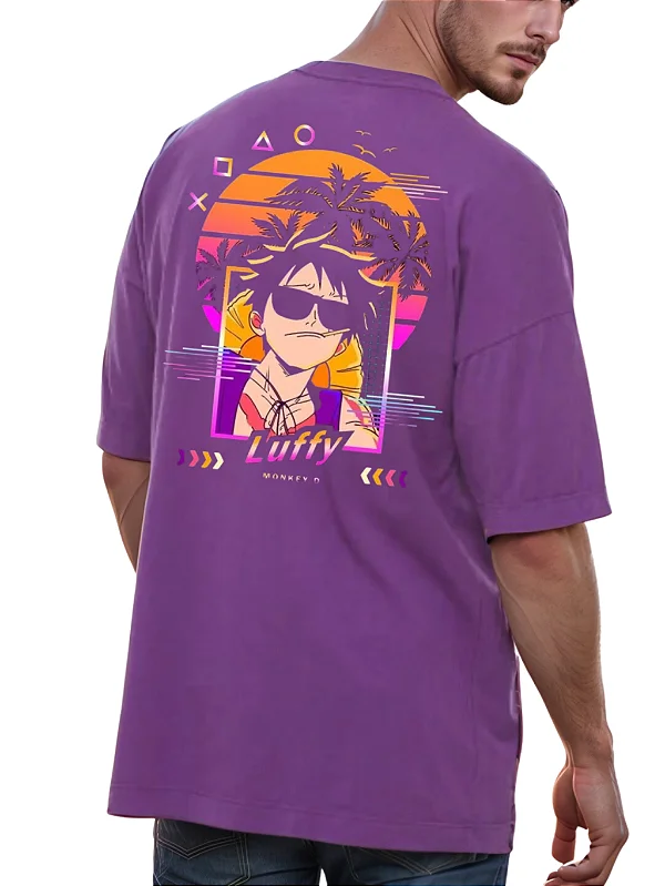 Camiseta Oversized 100% Algodão Luffy Roxa