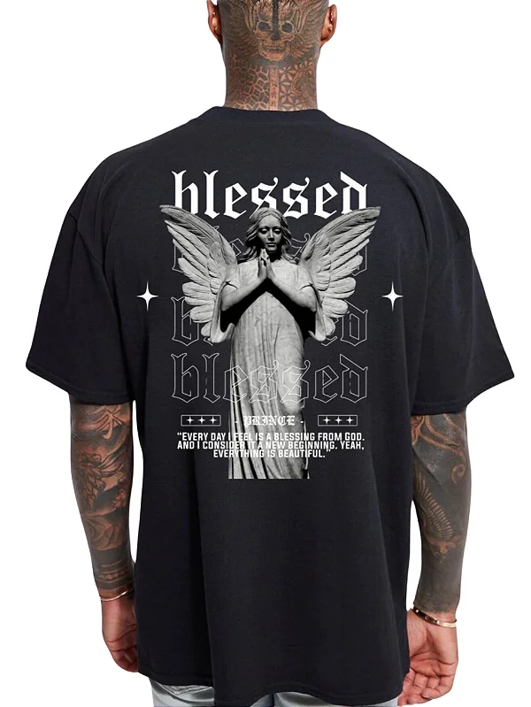 Camiseta Oversized 100% Algodão Blessed Preta