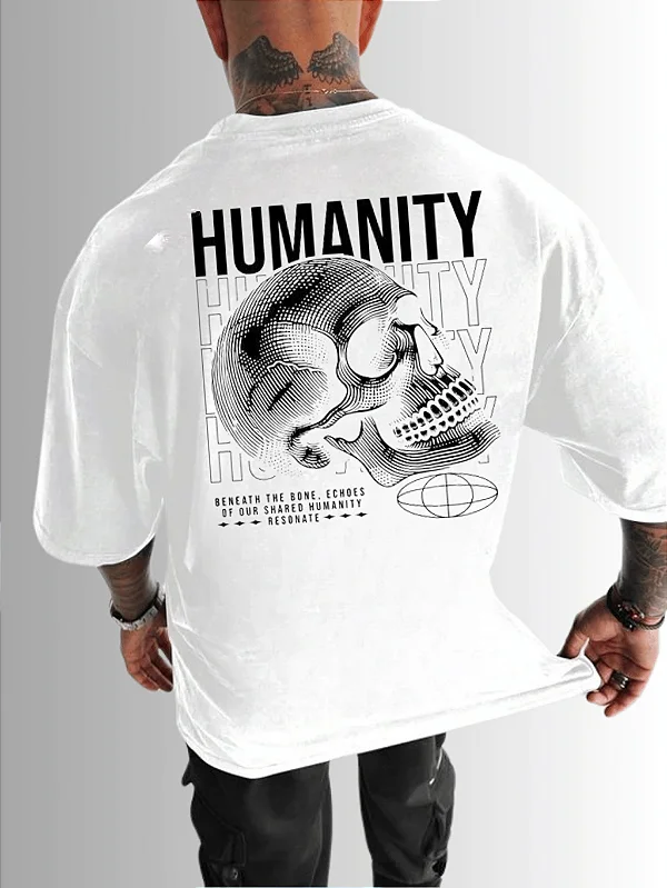 Camiseta Oversized 100% Algodão Premium Humanity Branca