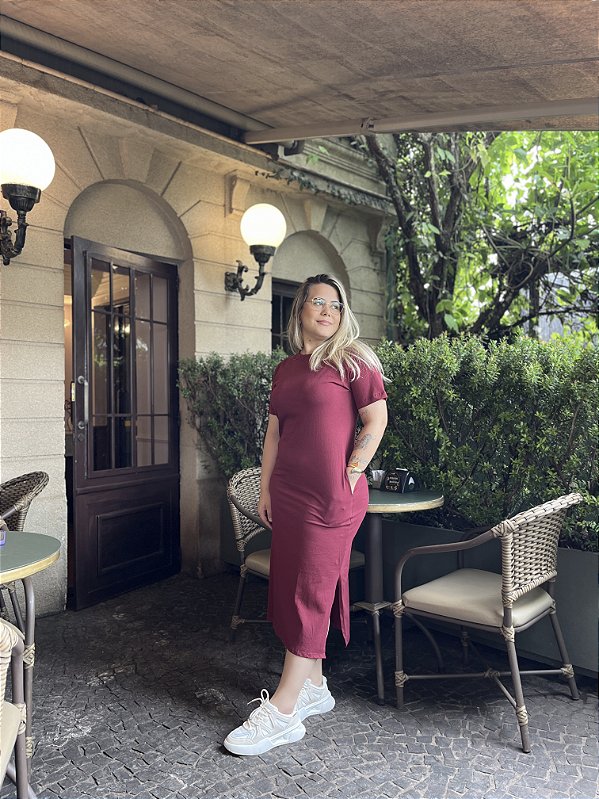 Vestido Liz Midi com Manga