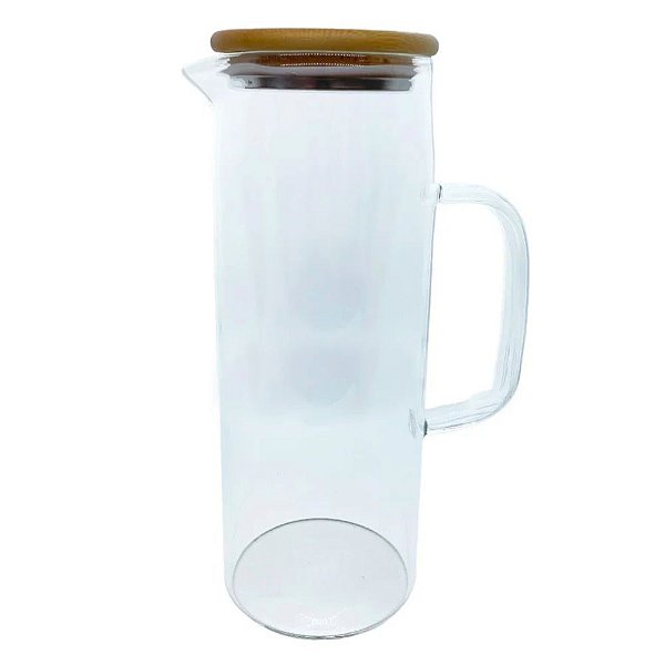 Jarra de Vidro Hermética com Tampa de Bambu - 8,5x24cm - 1,2l - 40 unidades - Rizzo Import (Caixa)