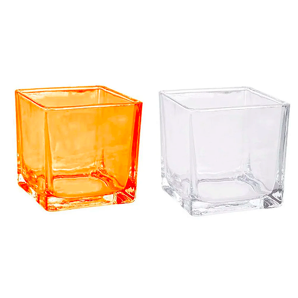 Pote de Vidro Quadrado para Vela - 6x6cm - 125ml - 96 unidades - Rizzo Import