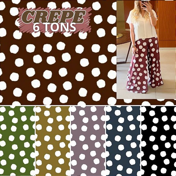 TECIDO CREPINHO POÁ BOLA CREPE PARA COSTURA IDEAL PARA VESTIDOS, BLUSAS, PANTALONAS, CANGAS, SAIAS