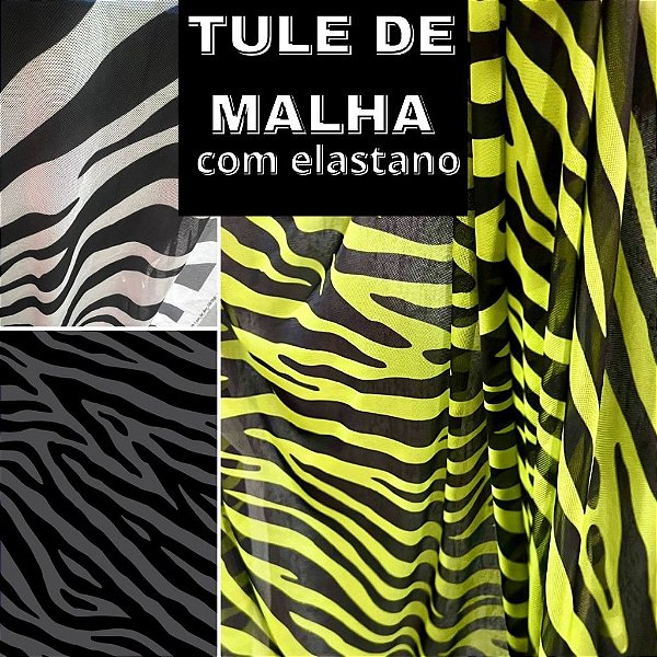 TULE DE MALHA ZEBRA COM ELASTANO 7 OPÇÕES DE CORES TENDÊNCIA INVERNO 2024 PARA FAZER VESTIDOS, SAIAS, BLUSAS, CONJUNTOS