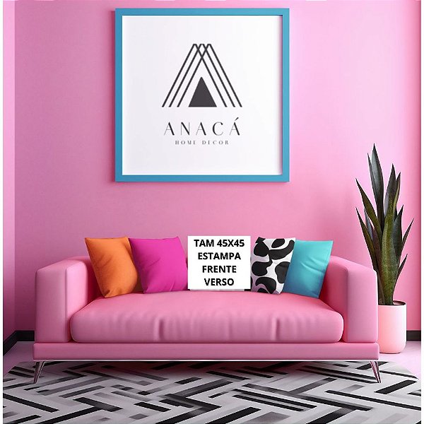 KIT 4 CAPAS 45 X 45CM FRENTE E VERSO ESTAMPA DIGITAL ALMOFADAS DECORATIVAS PARA SALA, QUARTO, ESCRITÓRIO 3 LISAS E UMA M