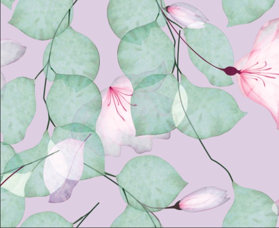 TECIDO MALHA FLUID ESTAMPA FOLHAS DO AMANHECER PARA CONFECÇÃO DE VESTIDOS, SAIAS, BLUSAS, ETC