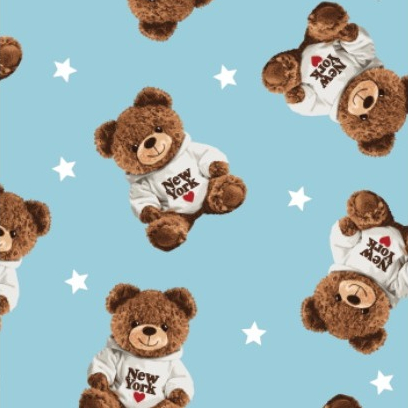 TECIDO FLUID URSINHOS LOVE AMOR NEW YORK PARA CONFECÇÃO DE VESTIDOS, SAIAS, BLUSAS, ETC