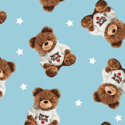 TECIDO CREPE URSINHOS LOVE AMOR NEW YORK PARA CONFECÇÃO DE VESTIDOS, SAIAS, BLUSAS, ETC