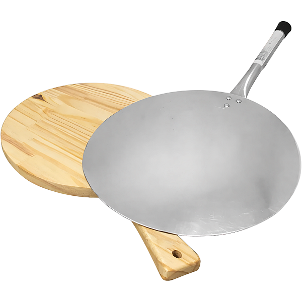Kit Pá Para Pizza - Pá de Alumínio + Pá de Madeira - 35 cm - Profissional